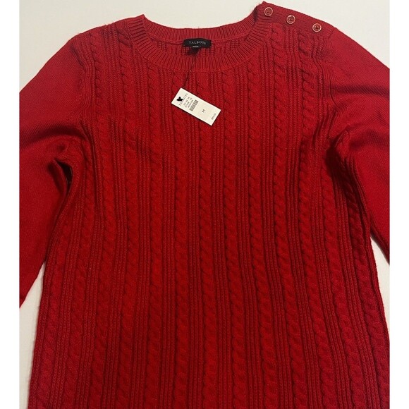 Talbots Sweaters - Talbots Women’s Round Neck Sweater Red Buttons Long Sleeve Valentine Classic NWT